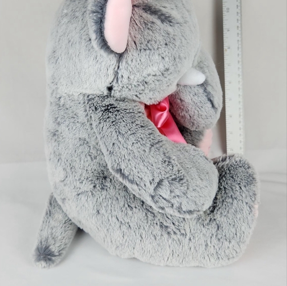 KELLYTOY GRAY & PINK STUFFED ANIMAL ELEPHANT 14" PLUSH w/HEART ON FOOT - Picture 5 of 10